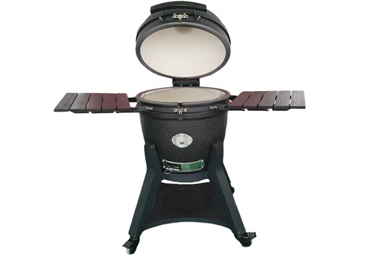 ถ่านหิน 22 นิ้ว จุดรูปแบบ เซรามิค กริล Kamado กับหินพิซซ่าสีดํา